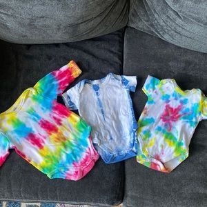 Lot of Tie Dye Baby Onesies
